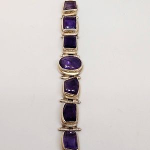 Faceted Amethyst Sterling Bracelet